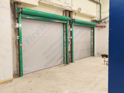 Рулонные промышленные ворота М80 + Противопожарная штора FireTechnics EI60